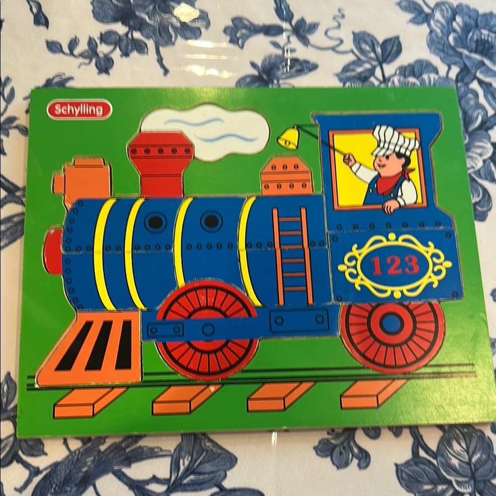 Schylling Wooden Children’s Puzzle, Train 13 pieces vintage puzzle Pre-K puzzle